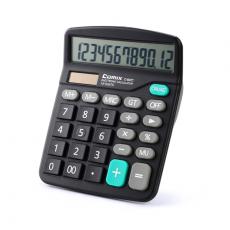 齊心C-837H 辦公用品12位雙電源計算機 黑色中臺經典計算器