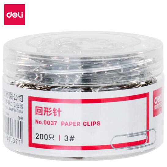 得力（deli） 回形針 金屬曲別針辦公文具 紙盒裝 金屬色回形針29mm 200枚