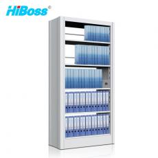 HiBoss 鋼制書架可調(diào)節(jié)層板落地書吧書店書架置物展示架學(xué)校圖書館書架 雙面1列1組五層灰白色