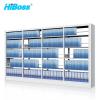HiBoss 鋼制書架可調(diào)節(jié)層板落地書吧書店書架置物展示架學(xué)校圖書館書架 雙面1列4組五層灰白色